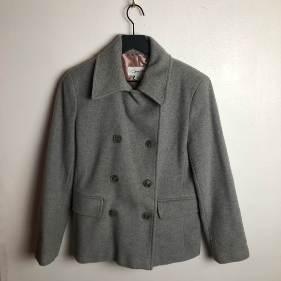 Calvin Klein double breasted grey classic peacoat - Picture 4 of 4